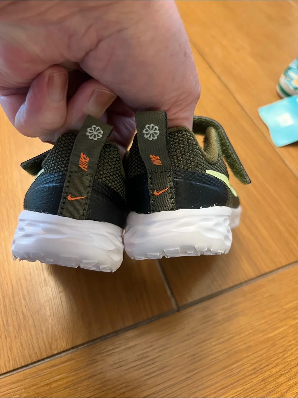 Nike Kids Olive Green Sneaker with Lime Swoosh